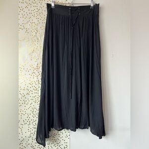 Regna X Crepe Black Maxi Skirt with Drawstring Waist size Large